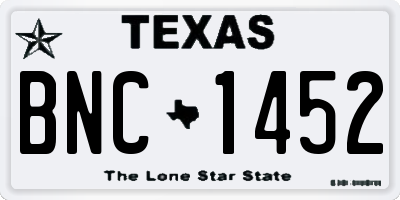 TX license plate BNC1452