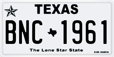 TX license plate BNC1961