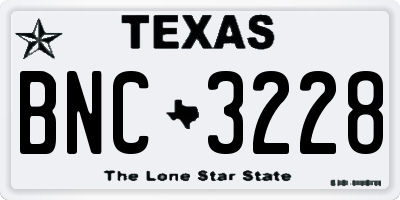 TX license plate BNC3228