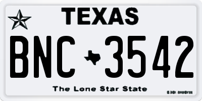 TX license plate BNC3542