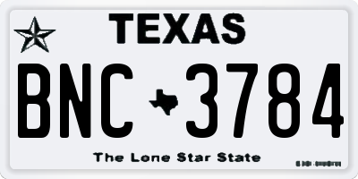 TX license plate BNC3784