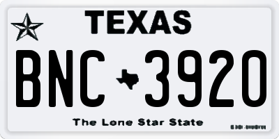TX license plate BNC3920