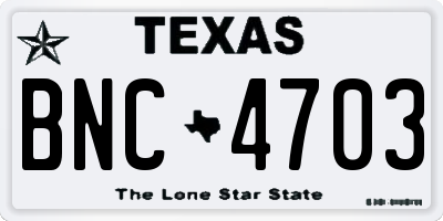 TX license plate BNC4703