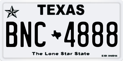 TX license plate BNC4888