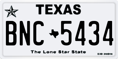 TX license plate BNC5434