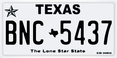 TX license plate BNC5437