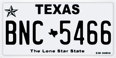 TX license plate BNC5466