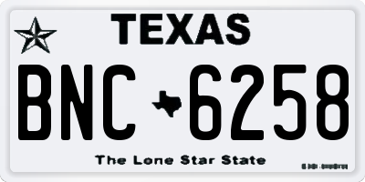 TX license plate BNC6258
