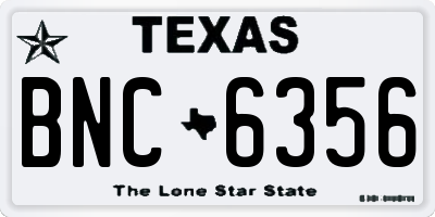 TX license plate BNC6356