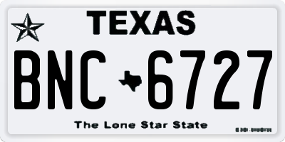 TX license plate BNC6727