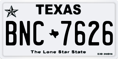 TX license plate BNC7626