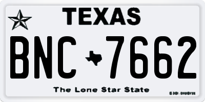 TX license plate BNC7662