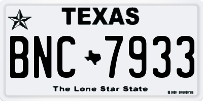 TX license plate BNC7933