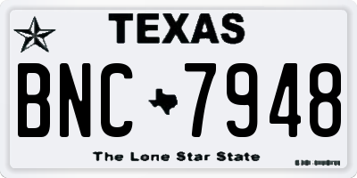 TX license plate BNC7948