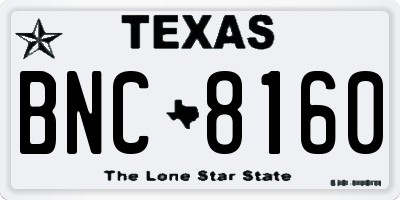 TX license plate BNC8160