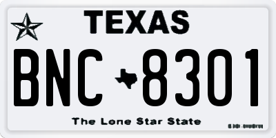 TX license plate BNC8301