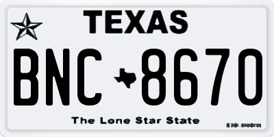 TX license plate BNC8670