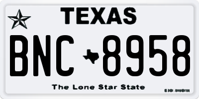 TX license plate BNC8958