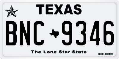 TX license plate BNC9346