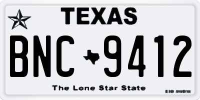 TX license plate BNC9412