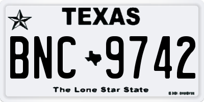 TX license plate BNC9742