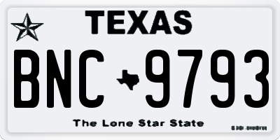 TX license plate BNC9793