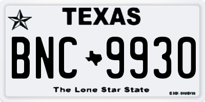 TX license plate BNC9930