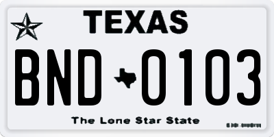 TX license plate BND0103