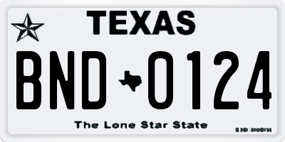 TX license plate BND0124