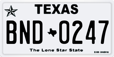 TX license plate BND0247
