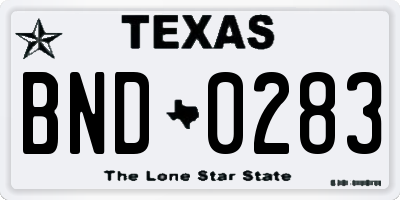 TX license plate BND0283