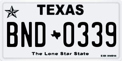 TX license plate BND0339