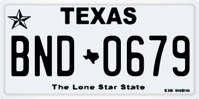 TX license plate BND0679