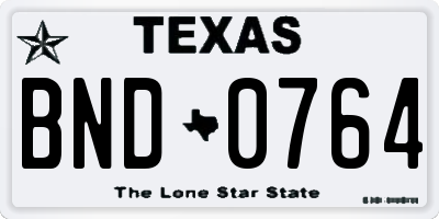 TX license plate BND0764
