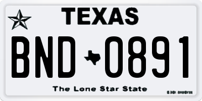 TX license plate BND0891