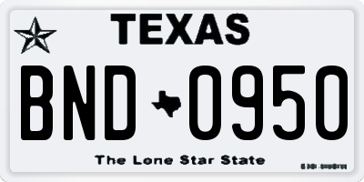 TX license plate BND0950