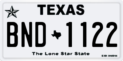 TX license plate BND1122