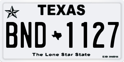 TX license plate BND1127