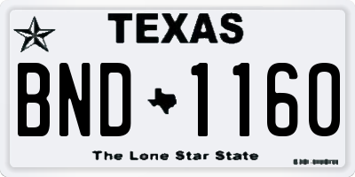 TX license plate BND1160