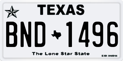 TX license plate BND1496