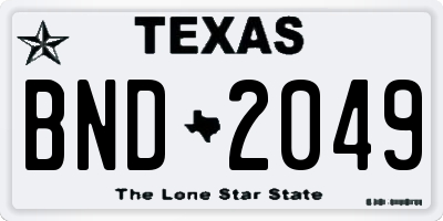 TX license plate BND2049
