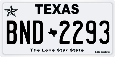 TX license plate BND2293
