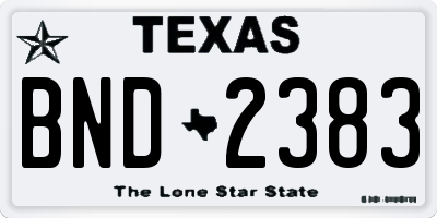 TX license plate BND2383