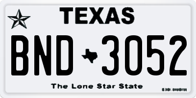 TX license plate BND3052