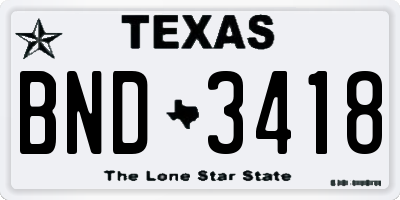 TX license plate BND3418