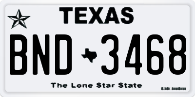 TX license plate BND3468