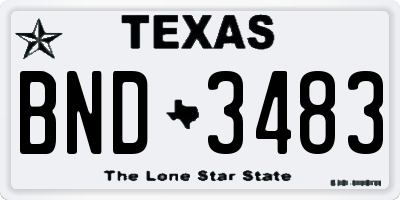 TX license plate BND3483