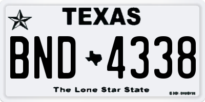 TX license plate BND4338