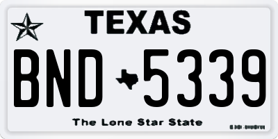 TX license plate BND5339