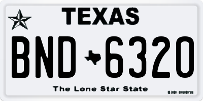 TX license plate BND6320